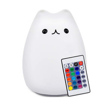 Kitten bedside lamp night lamp with multicolored RGB LED lighting - Silicone