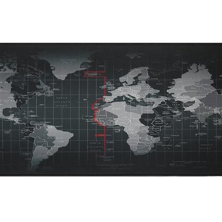 Gaming XXL Mouse Pad Mouse and Keyboard Desk Pad - World Map Gray