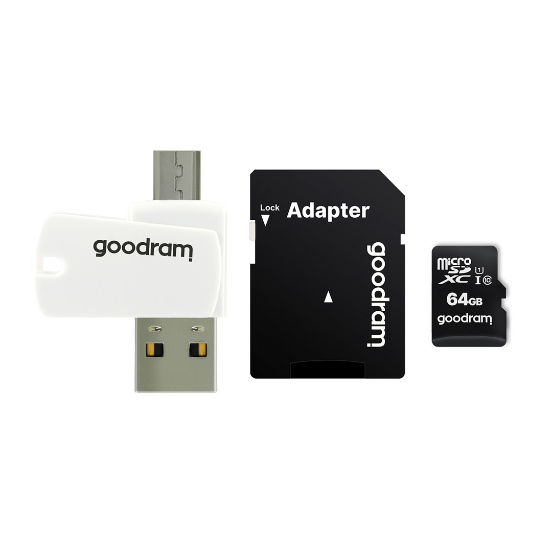 All-in-One MicroSD 64GB cl. 10 UHS-I + Adapter + Card reader - MicroSDHC