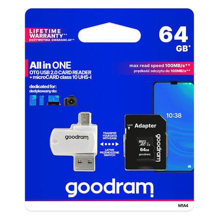 Goodram All-in-One MicroSD 64GB cl. 10 UHS-I + Adapter + Card reader - MicroSDHC