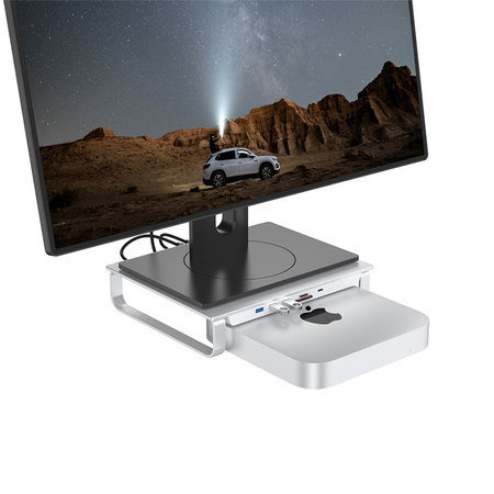 Geeek Aluminium verhoger voor Apple iMac 24" of Monitor  met USB-C hub - USB3.0 docking station incl. 2,5” SATA HDD én M.2 SSD behuizing