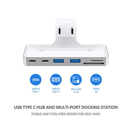 Geeek USB-C Hub - USB3.0 & Docking Station 7-in-1 voor Apple iMac 24"