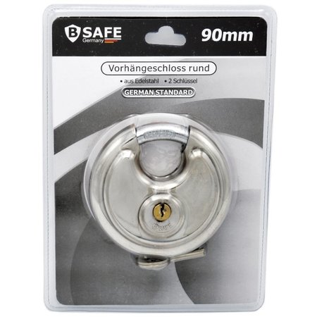 B-SAFE Padlock - Discuslock 90 mm - including 2 keys - stainless steel