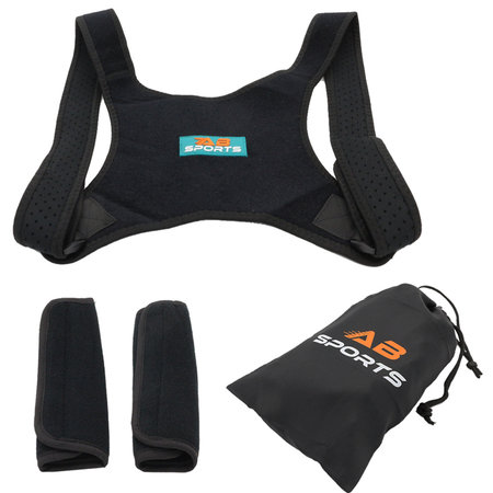 Rugbrace - Rug Corrector voor houding en correctie van rug, schouder en nek - Postuur Corrector inc. Okselpads - Schouderbrace Zwart