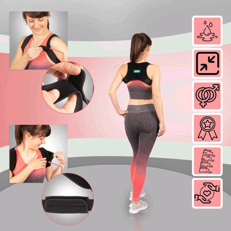 Rugbrace - Rug Corrector voor houding en correctie van rug, schouder en nek - Postuur Corrector inc. Okselpads - Schouderbrace Zwart