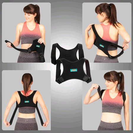 AB Sports Back Brace for posture correction of back, shoulder and neck | Posture Corrector with Armpit Pads | Shoulder brace Black