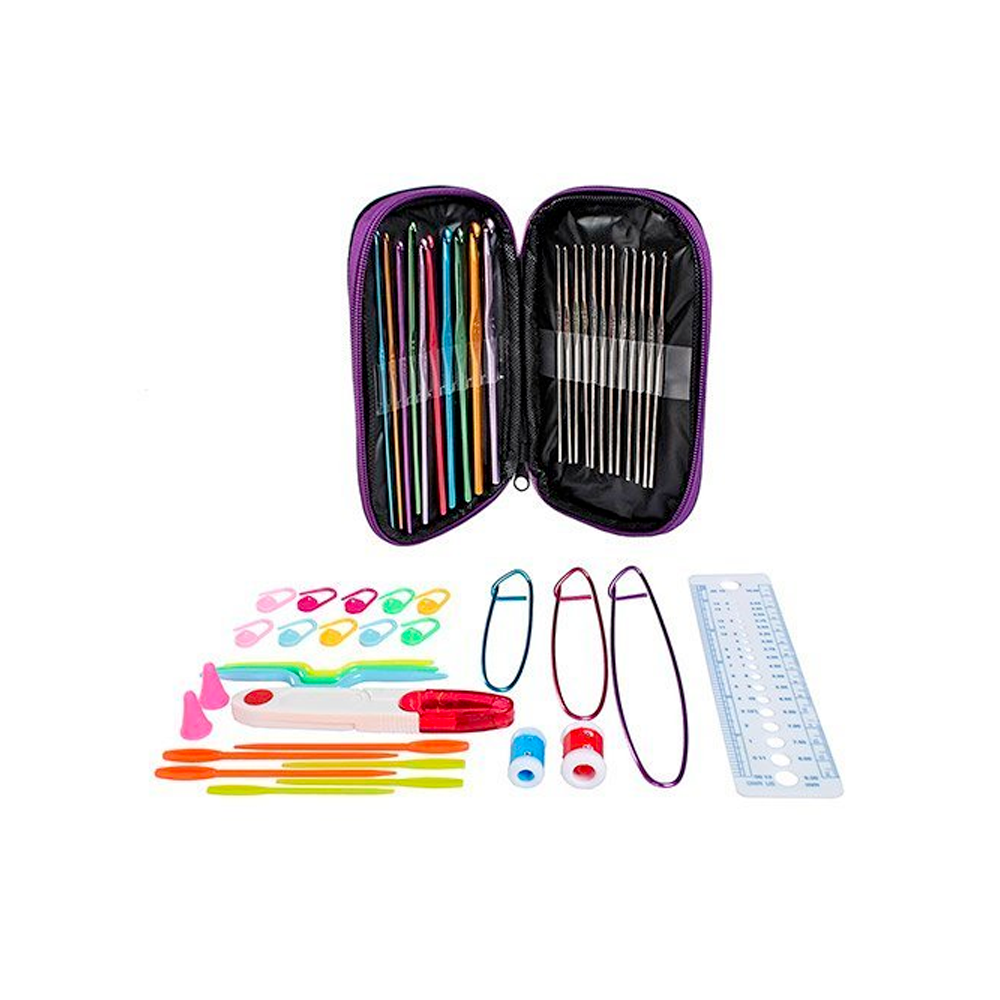 50-Piece Ergonomic Crochet Hook Set - Knitting Needle Kit - Ergonomic Crochet  Hook Set with Various Accessories 