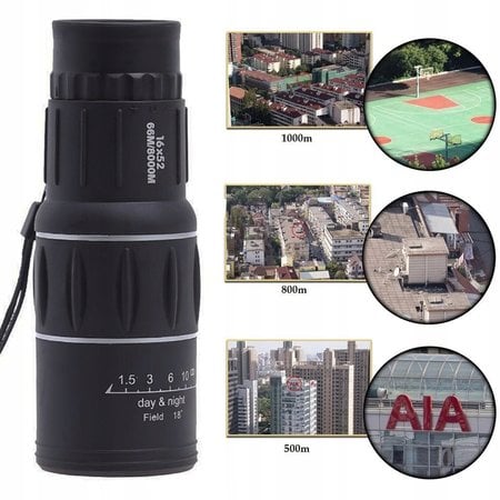 Compact Waterproof Monocular Binoculars 16x52 - 16x Zoom - 66-800m view