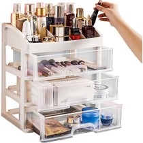 Cosmetics Organizer XL Deluxe - Make up Aufbewahrungsbox - Weiß - mit 3 Schubladen und 6 Aufbewahrungsfächern - 27x23,5x16,5 cm