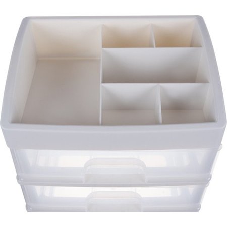 Soulima Cosmetics Organizer XL Deluxe - Make up Storage Box - White - with 3 drawers and 6 storage compartments - 27x23.5x16.5 cm