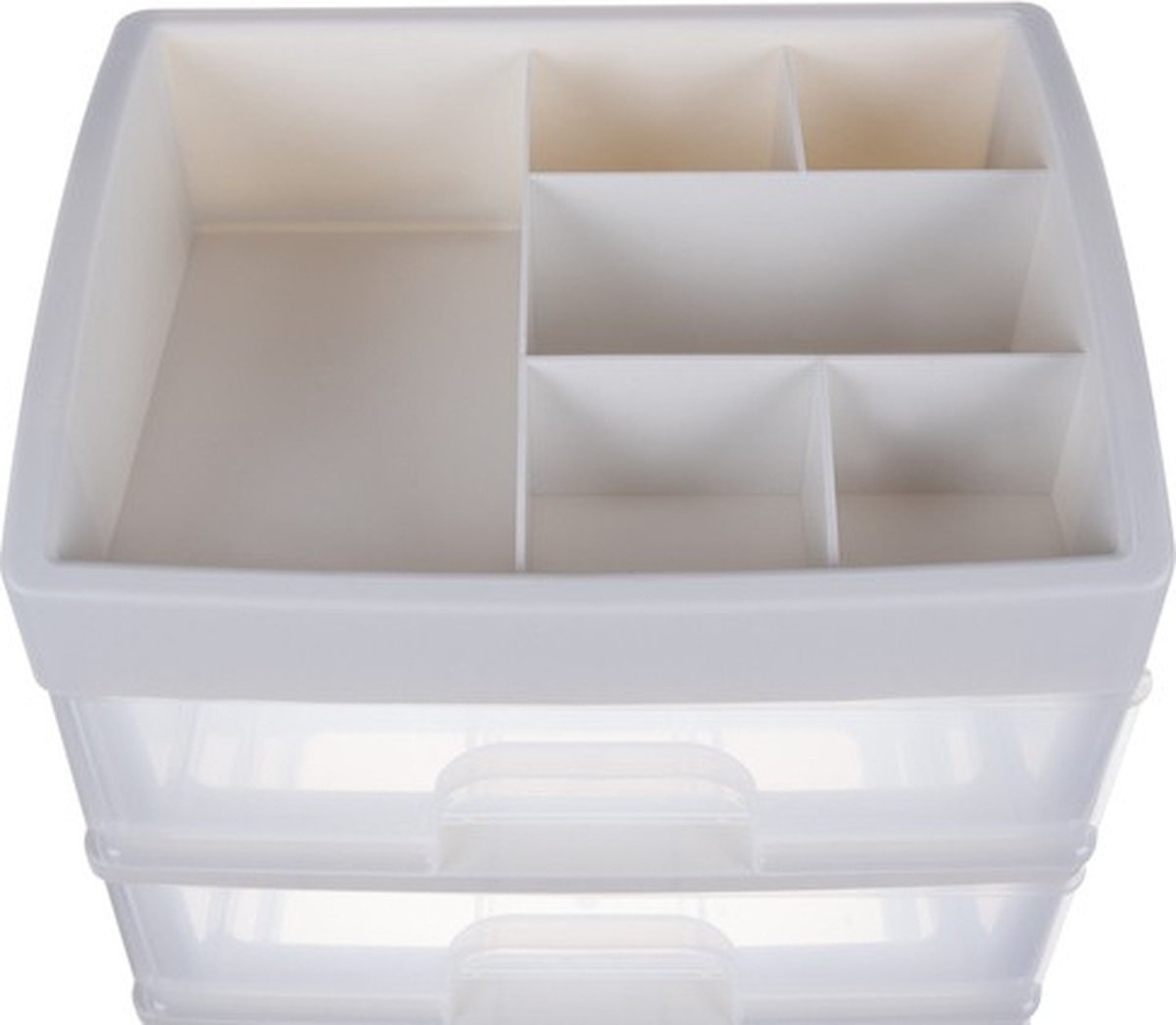Cosmetics Organizer XL Deluxe - Make up Storage Box - White - with 3  drawers and 6 storage compartments - 27x23.5x16.5 cm
