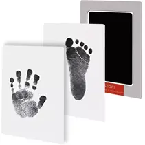 Baby-Fußabdruck und Handabdruck, schwarzer Tintenabdruck, Fuß-Handabdruck