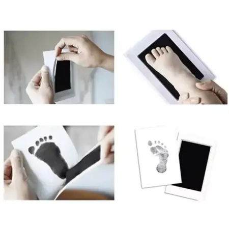 Ruhhy Baby-Fußabdruck- und Handabdruck-Set, schwarzer Tintenabdruck, Fuß-Handabdruck
