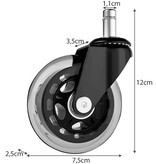 Malatec Transparent Office Chair Wheels - 11mm / 75mm - Swivel Castors - Office Chair Wheels - Office Chair Wheels - Wheels for Chairs - Suitable for Hard Floor - Set of 5