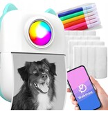 Mini-Fotodrucker für Smartphone Blau – Taschendrucker – Tragbarer Drucker – Mobiler Fotodrucker – USB wiederaufladbar – Bluetooth