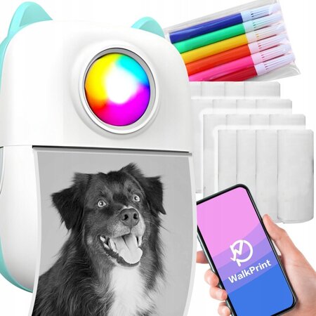 Mini-Fotodrucker für Smartphone Blau – Taschendrucker – Tragbarer Drucker – Mobiler Fotodrucker – USB wiederaufladbar – Bluetooth