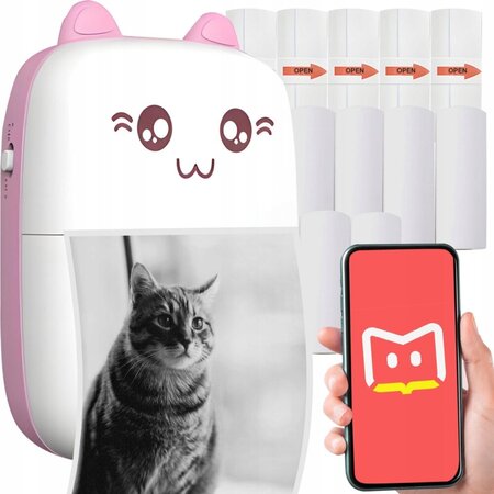 Mini-Fotodrucker für Smartphone Pink – Taschendrucker – Tragbarer Drucker – Mobiler Fotodrucker – USB wiederaufladbar – Bluetooth