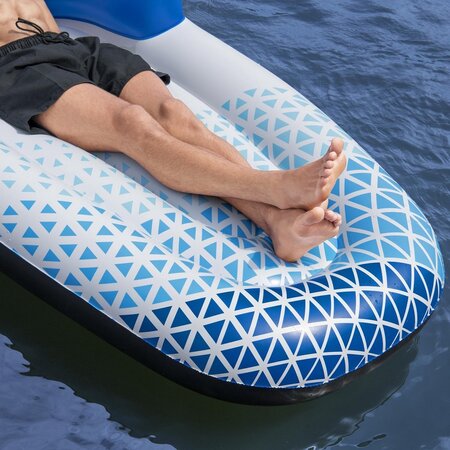 Hydro Force Floating Lounge Bed Float Lounger Single - 191 x 107 cm - Pool Air Mattress - Blue/White