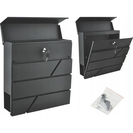 Malatec letterbox - letterbox with newspaper roll - wall letterbox - anthracite