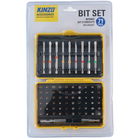 Kinzo Bit set - 71-piece - Durable Steel - Handy Storage Box