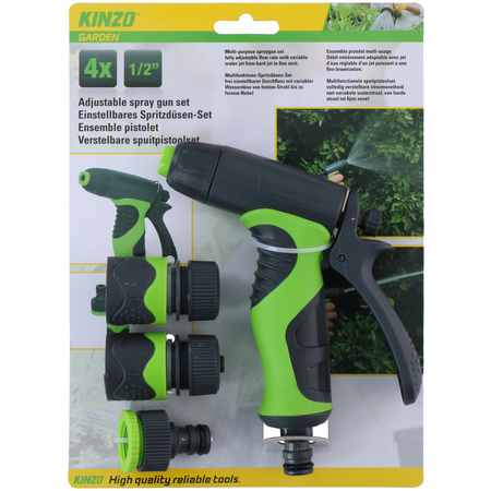 Kinzo 4-Piece Spray Gun Set Garden Hose Connectors