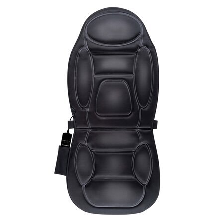 Dunlop Car Seat Massage Cushion with Heating Function - 4 Massage Motors and 1 Heating Element - Connection to Car Cigarette Lighter - Black