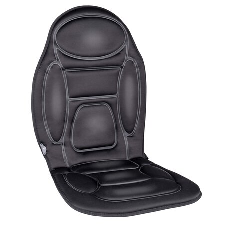 Dunlop Car Seat Massage Cushion with Heating Function - 4 Massage Motors and 1 Heating Element - Connection to Car Cigarette Lighter - Black