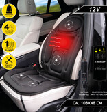 Dunlop Car Seat Massage Cushion with Heating Function - 4 Massage Motors and 1 Heating Element - Connection to Car Cigarette Lighter - Black