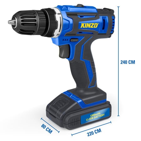 Kinzo Cordless Drill - 14.4V - Blue - Cordless Drill - Variable Speed