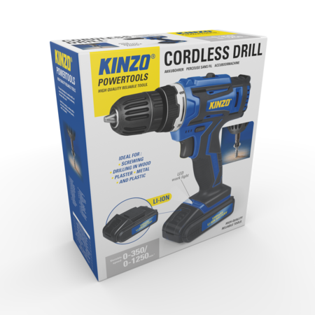 Kinzo Cordless Drill - 14.4V - Blue - Cordless Drill - Variable Speed