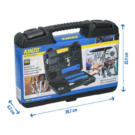 Kinzo Bicycle repair set - All-in-1 - 21-piece - In a handy case