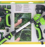 Kinzo  3-Piece Spray Head Set Garden Hose - Spray Gun, Spray Gun and Extendable Spray Head 15" - 8 Spray Positions - Garden Hose Connection - Green/Black