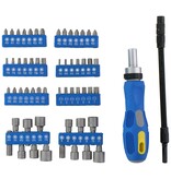 Kinzo Tool set: Bit set / Socket set with ratchet - 14 sockets - 42 bits - including Torx, Allen and Phillips - 58 pieces