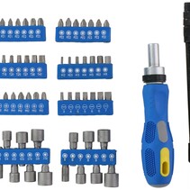 Gereedschapset: Bitset/ Doppenset met Ratel - 14 Doppen - 42 Bits - o.a. Torx, Inbus en Kruiskop - 58 Stuks