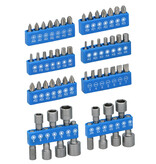 Kinzo Tool set: Bit set / Socket set with ratchet - 14 sockets - 42 bits - including Torx, Allen and Phillips - 58 pieces