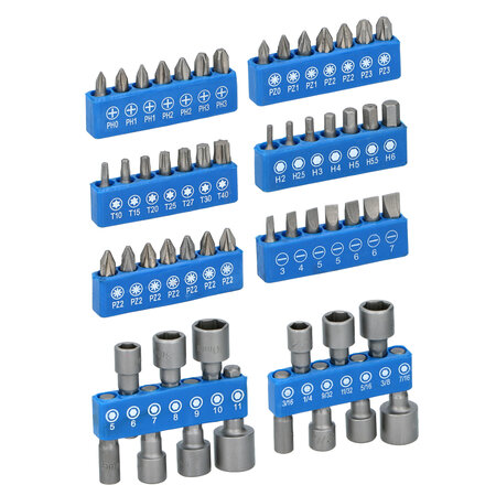 Kinzo Tool set: Bit set / Socket set with ratchet - 14 sockets - 42 bits - including Torx, Allen and Phillips - 58 pieces