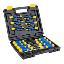 Schraubendrehersatz 32-teilig - inkl. Koffer – Schraubendreher mit magnetischer Spitze – Schwarz, Gelb, Blau