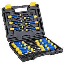 Schraubendrehersatz 32-teilig - inkl. Koffer – Schraubendreher mit magnetischer Spitze – Schwarz, Gelb, Blau