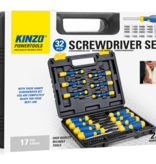 Kinzo Screwdriver set 32-piece - Incl. Case - Screwdrivers with Magnetic Tip - Black, Yellow, Blue