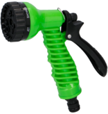 Kinzo Flexible Garden Stroke 15 Meter - Incl. Spray head and quick coupling - 7 spray functions - Spiral hose - UV-resistant - PVC - Green