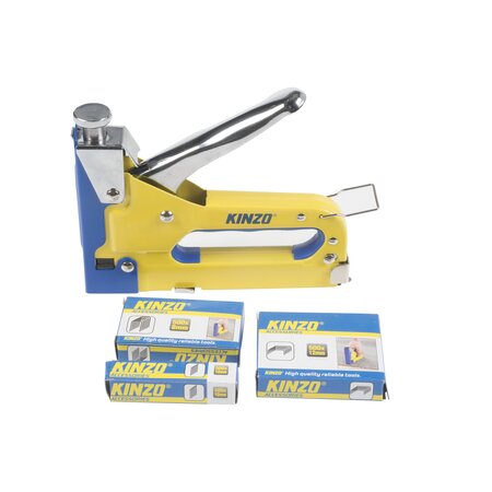 Kinzo Tacker Stapler - incl. 1500 Nails and Staples - for Carpet and Wood - Infinitely Adjustable