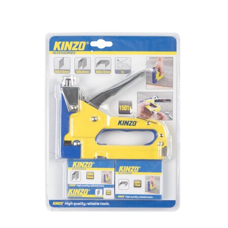 Kinzo Tacker Stapler - incl. 1500 Nails and Staples - for Carpet and Wood - Infinitely Adjustable