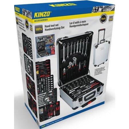 Kinzo Tool set - 187 pieces - Aluminum tool case