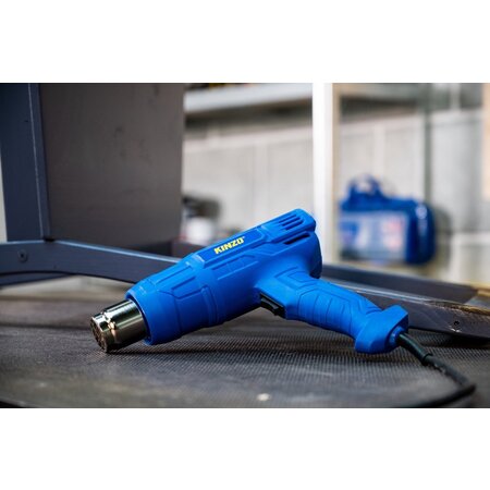 Kinzo Hot air gun - 230V - Blue - 350 to 600 degrees - 2 Heat settings - Paint burner