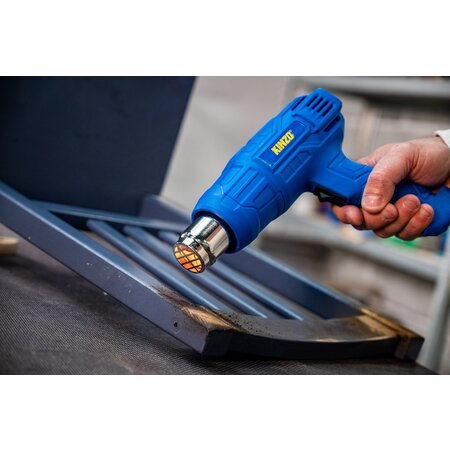 Kinzo Hot air gun - 230V - Blue - 350 to 600 degrees - 2 Heat settings - Paint burner