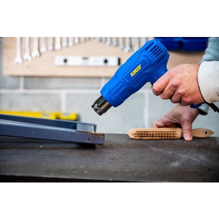 Kinzo Hot air gun - 230V - Blue - 350 to 600 degrees - 2 Heat settings - Paint burner