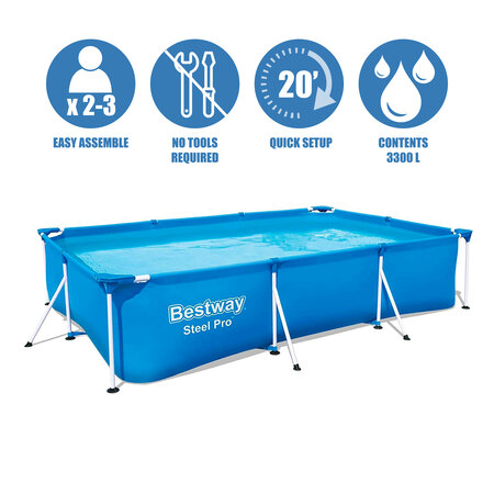 Bestway Family swimming pool - Steel Pro Swimming Pool - Above ground pool 300 x 201 x 66 cm