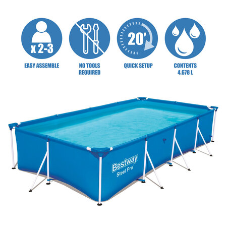 Bestway Family swimming pool 400 x 211 x 81cm - Steel Frame - Above-ground Swimming Pool - Steel Pro Power