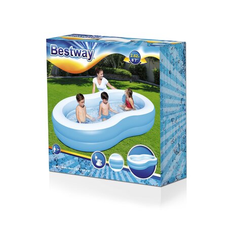 Bestway Inflatable Children's Pool 2 Rings - Swimming Pool 262 x 157 x 47cm