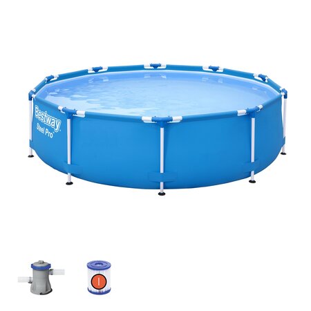 Bestway Familienschwimmbecken Steel Pro Ø 305 cm – inklusive Filterpumpe